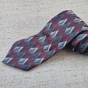 Croft & Barrow Men Tie Classic Gray/Maroon Necktie All Silk Tie